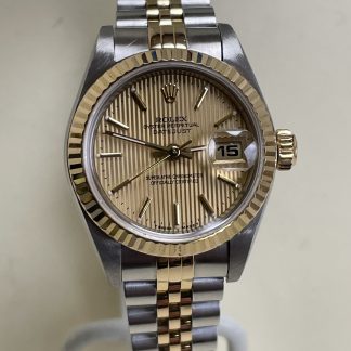 Rolex 2-Tone Ladies Datejust #69173 – Champagne Tapestry Dial