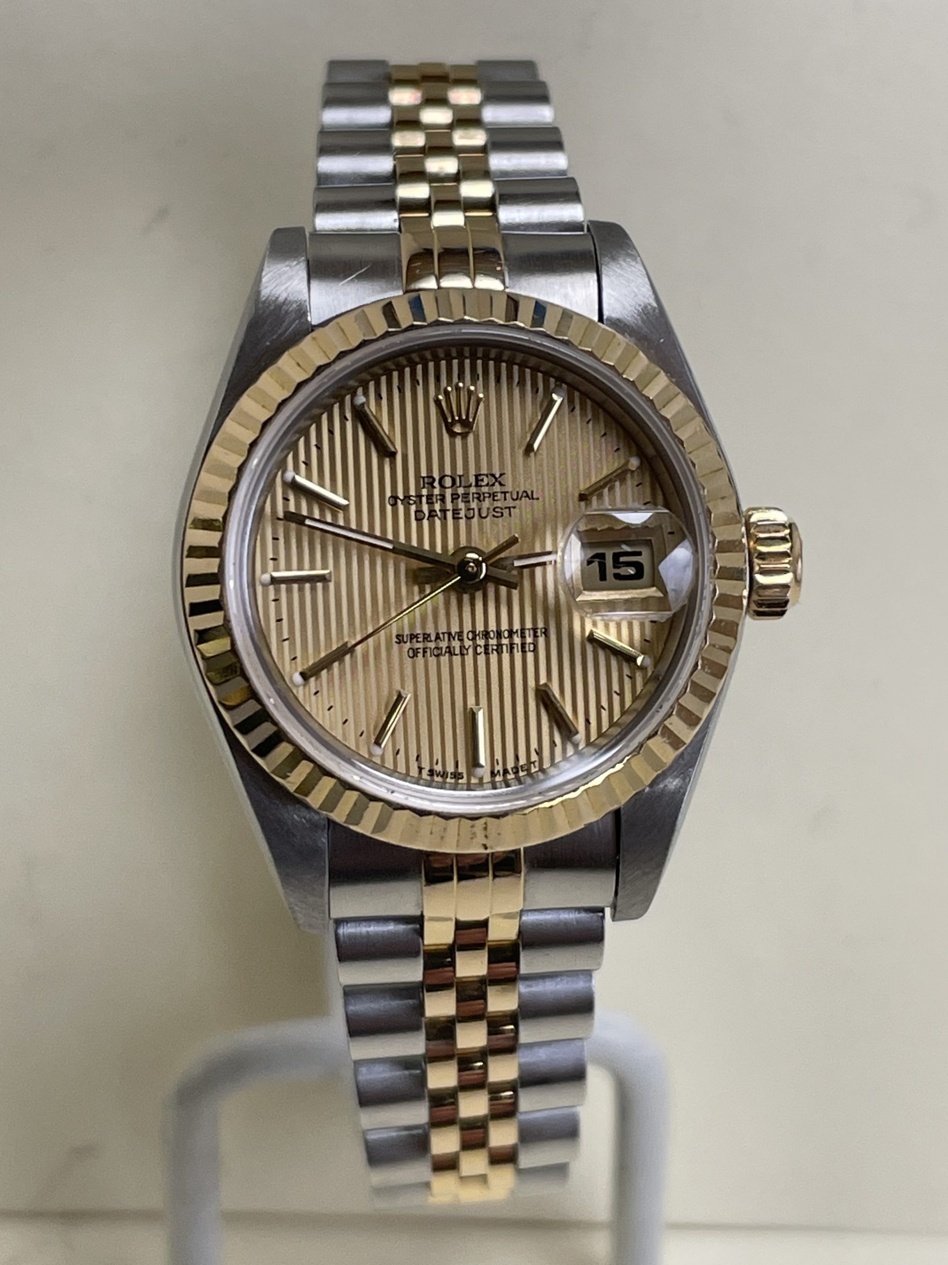 Rolex 2-Tone Ladies Datejust #69173 – Champagne Tapestry Dial