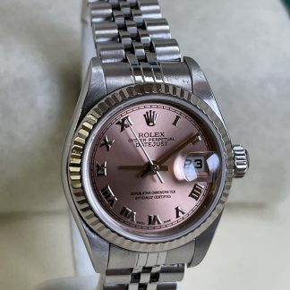 Ladies Rolex Datejust #79174 – Pink Roman Dial - Excellent Condition Full Set