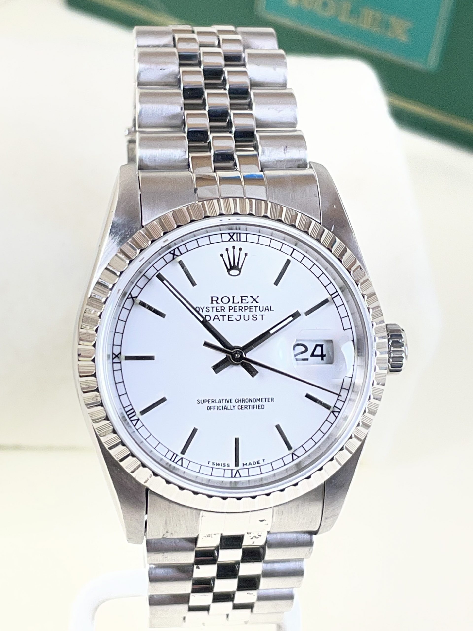Men’s Rolex Datejust #16220 White Stick Dial