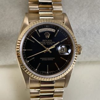 Men's Rolex Day-Date President #18238 Full Set, Black Dial 18K Gold