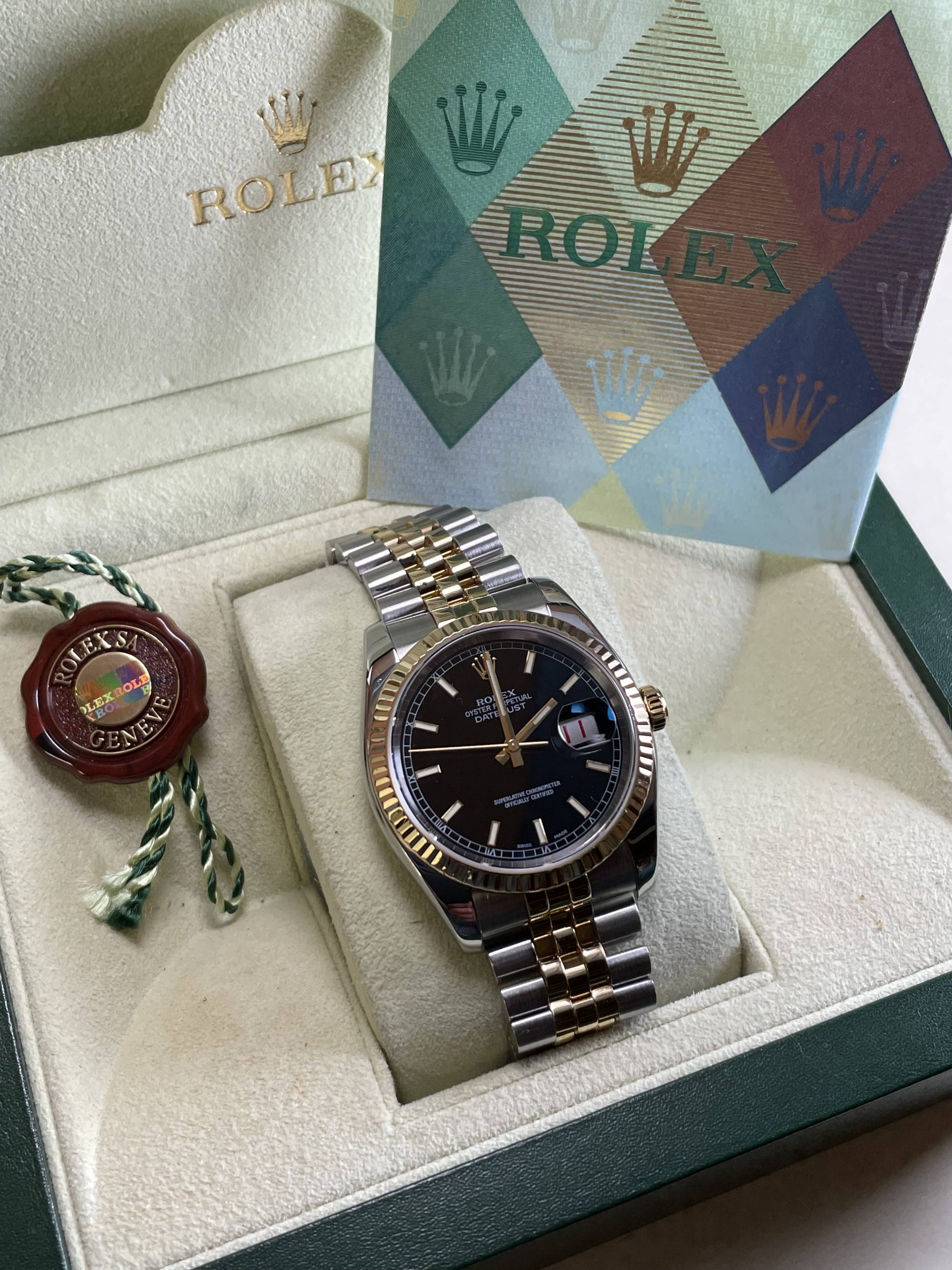 Rolex Datejust Two-Tone 36MM #116233 Black Index Dial, Hidden-Clasp Jubilee Full Set - Image 7